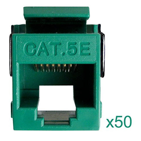 Cat5e Keystone Jack, V-Max Series, Green, 50 Pack