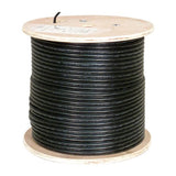 Cat6, UTP, UV Jacket, Outdoor, CMX, Messenger, 1000ft, Black, Bulk Ethernet Cable, Wooden Spool