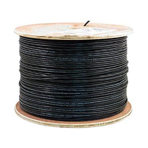 Cat5e, 350 Mhz, UTP, UV Jacket, Outdoor , CMX, 2000ft, Black, Bulk Ethernet Cable, Wooden Spool