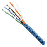 Cat5e, 350 MHz, UTP, 24AWG, 8C Solid Bare Copper, 1000ft, Blue, Bulk Ethernet Cable