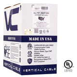 CAT5E, 350 MHz, UTP, 24AWG, 8C Solid Bare Copper, Plenum, 1000ft, White, Bulk Ethernet Cable  - Made in USA - UL Listed