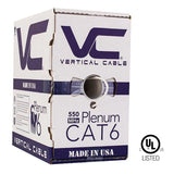CAT6, 550 MHz, UTP, 23AWG, 8C Solid Bare Copper, Plenum, 1000ft, White, Bulk Ethernet Cable  - Made in USA - UL Listed